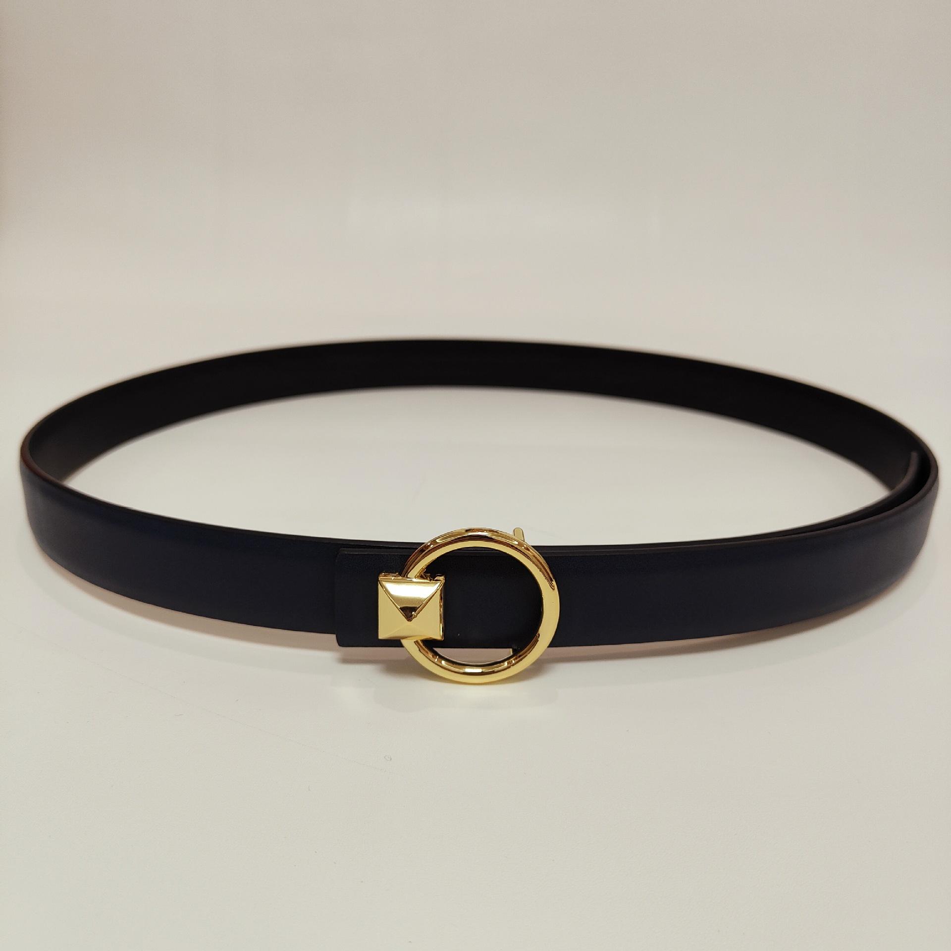 

Women S Color Round Cowhide Belt Women S Simple Dress Suit Belt Women S 115cm чёрный