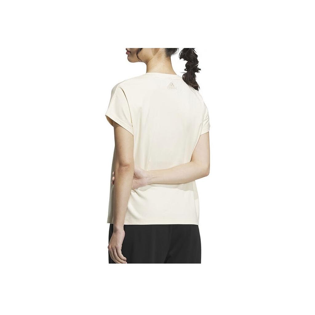 Adidas Letter Print Comfortable Casual Sports Short Sleeve T-Shirt Women Tops Off-White IM8861