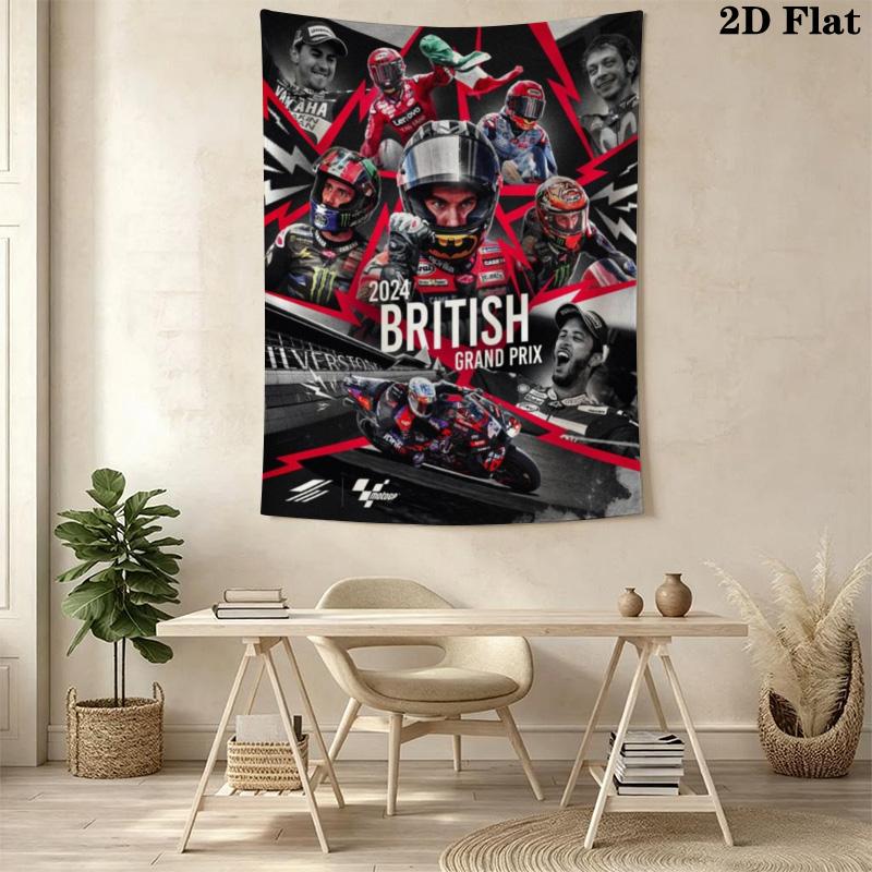 British Grand Prix MotoGP Racing Tapestry, Motorcycle Racer Wall Hanging, Wall Art Decor for Bedroom Living Room Fan Room