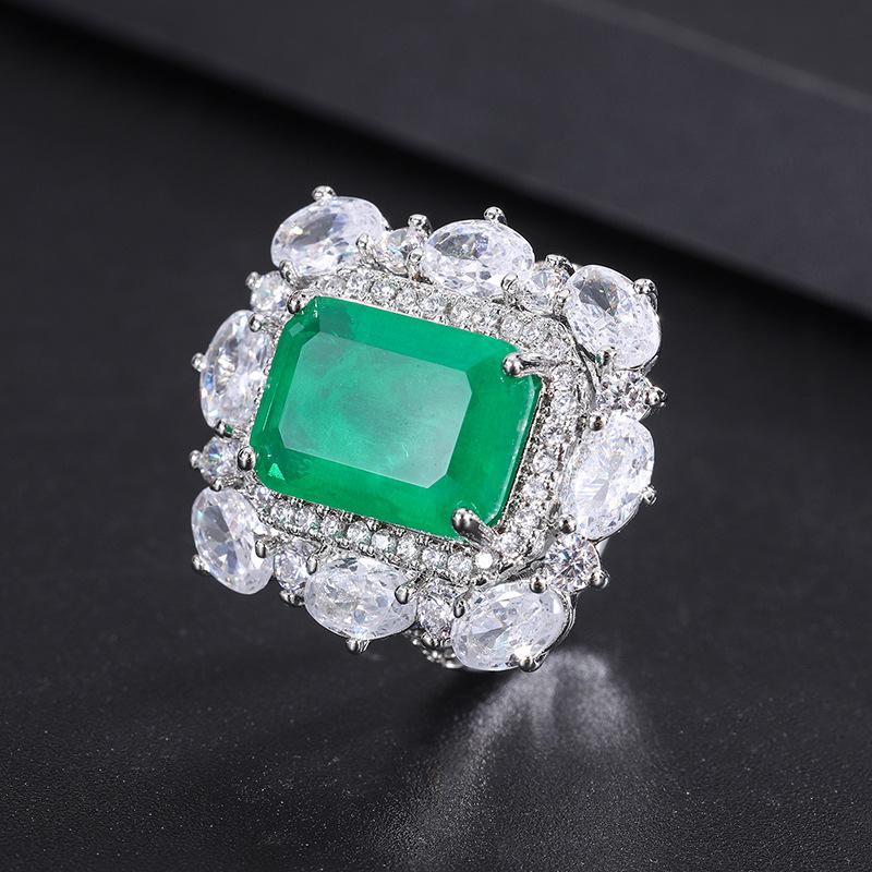 S925 Silver Needle Popular Simulation Jewelry Accessories Set Emerald Three-piece Fashion Women's