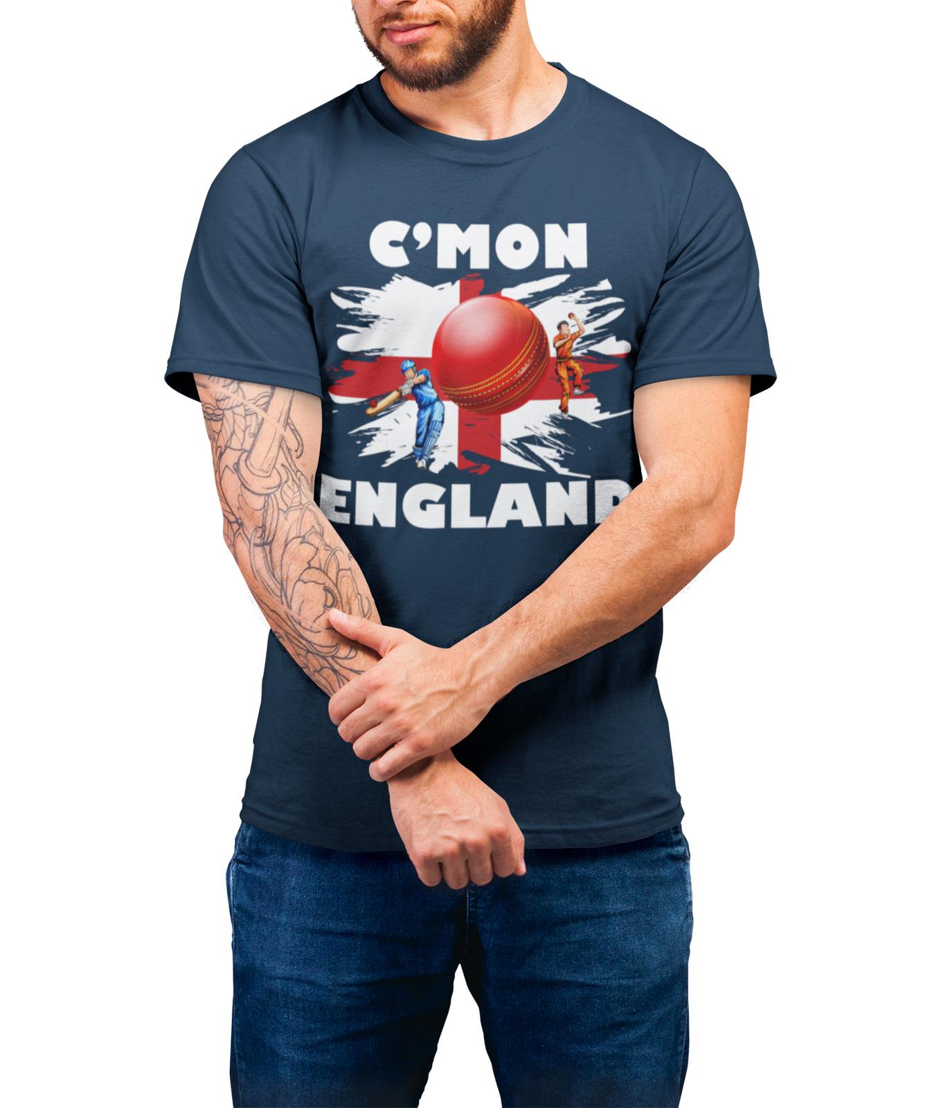 Cmon ENGLAND Cricket T-Shirt Mens Womens Tees Top Eco Mens Womens Jersey Kit Top Flag 3XL