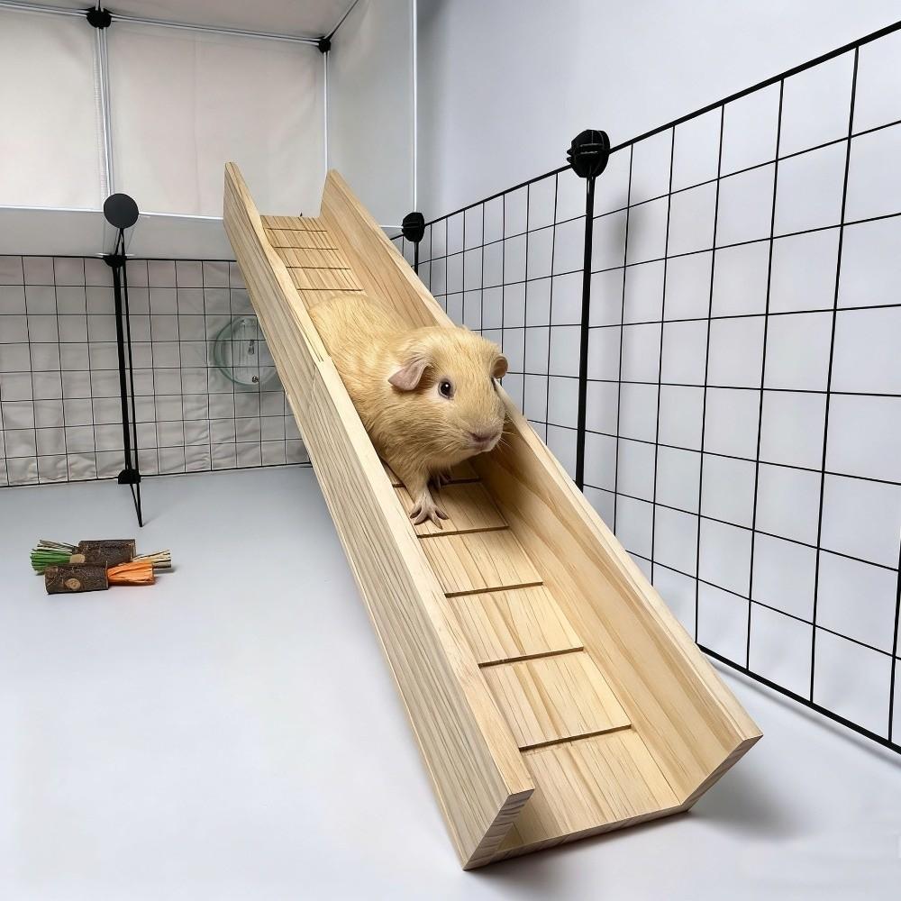 New Wooden Material Pet Staircase Durable Stucture Extra Long Hamster Slide Toy Slide Function Cage Decoration Pet Supplies