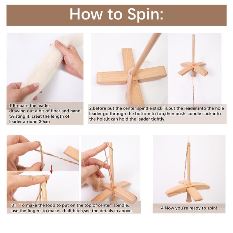 Crosses-Shaped Wooden Turkish Spindle Drop Spindle Crocheting Spinner Tool Sewing Accessories for Yarn Weaving Wool