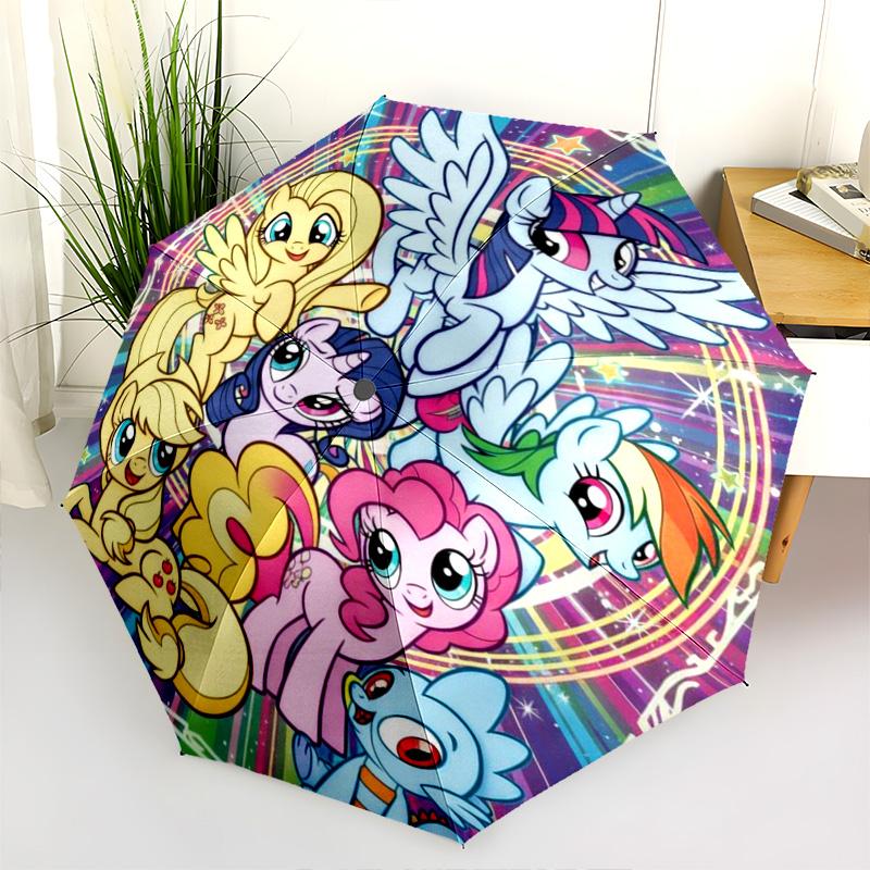 Rainbow Cloud Ponies Fly Folding Umbrella Suitable For All Seasons Portable Travel Umbrella Light Umbrella