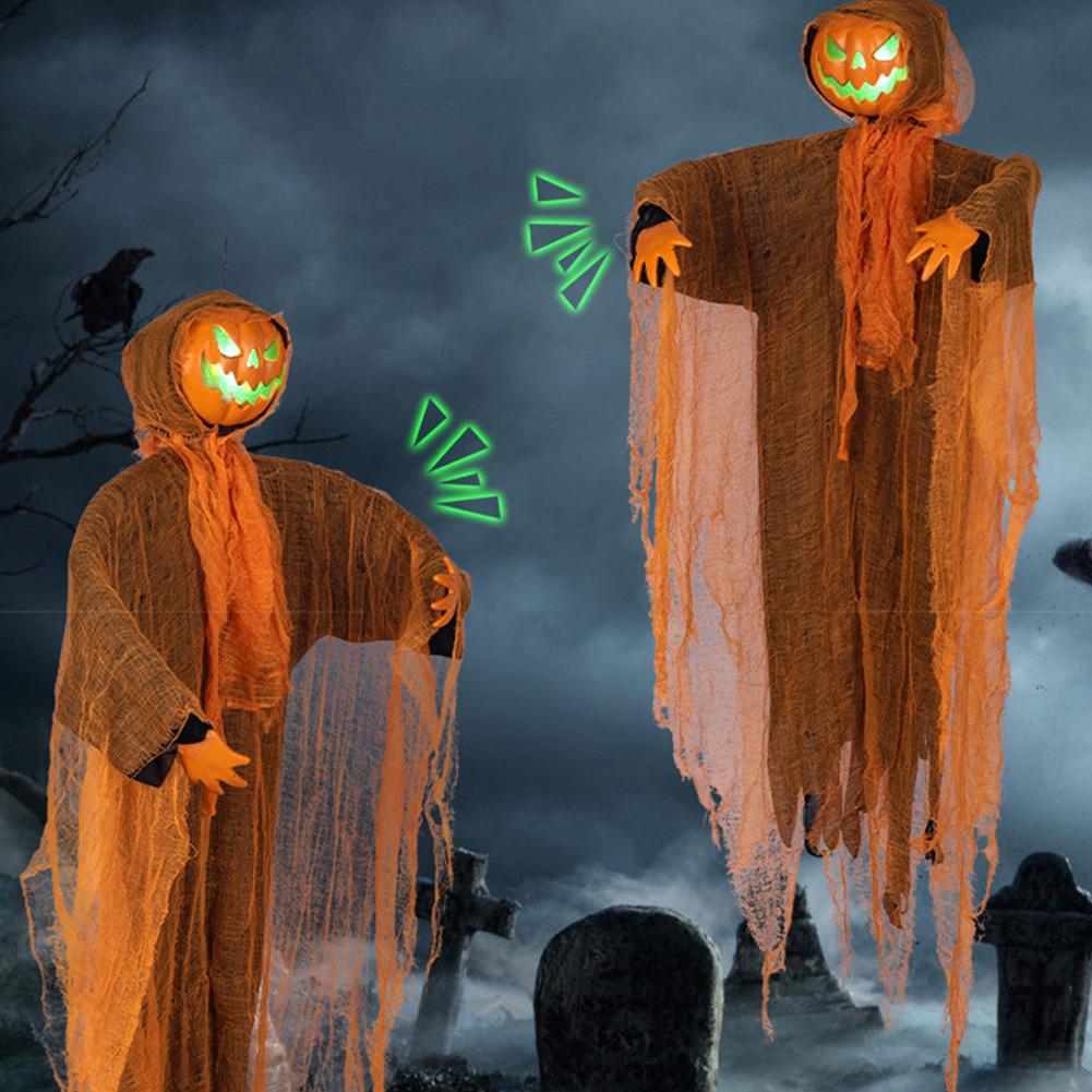 Spooky Halloween Hanging Floating Pumpkin Lights Light&Sound Pumpkin Decorations Pumpkins Ghost Lights for Indoor Outdoor Yard
