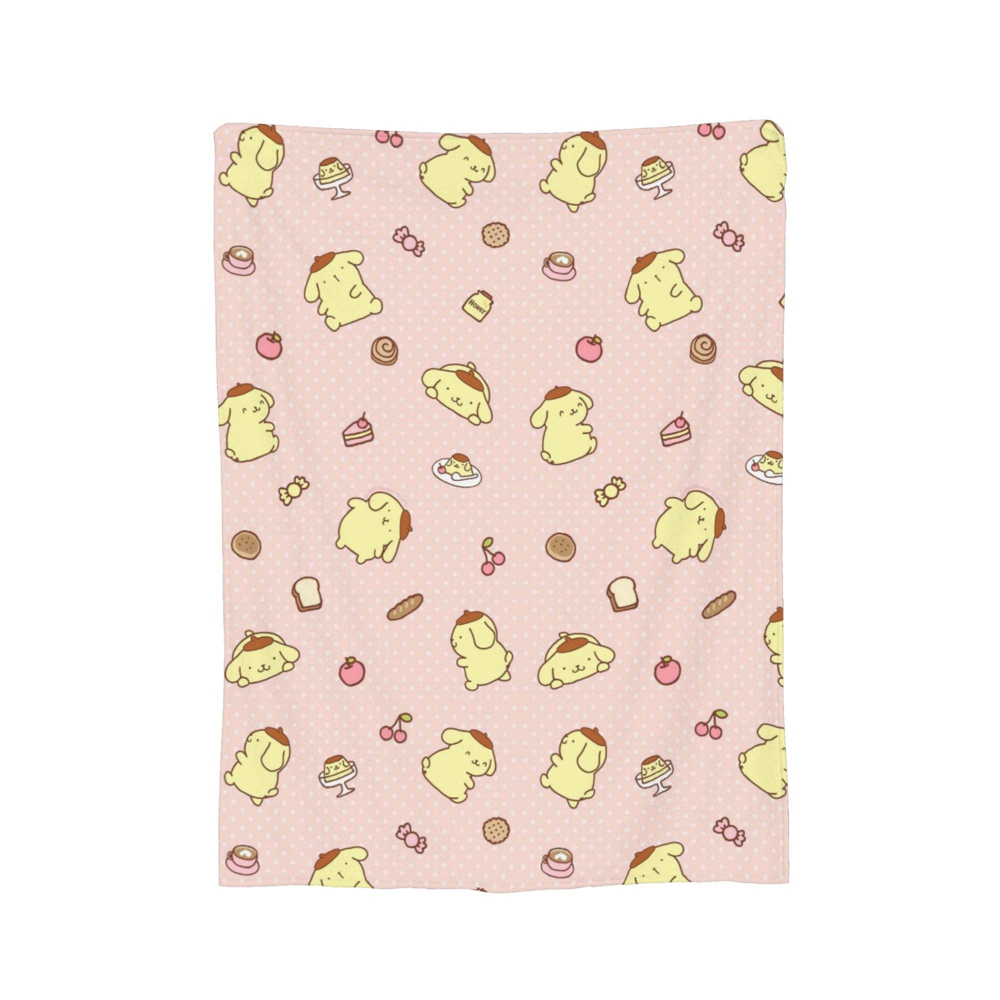 

Pink Pom Pom Purin Cartoon Blanket Flannel Awesome Warm Throw Blanket for Bed Sofa Spring/Autumn, 75x90cm