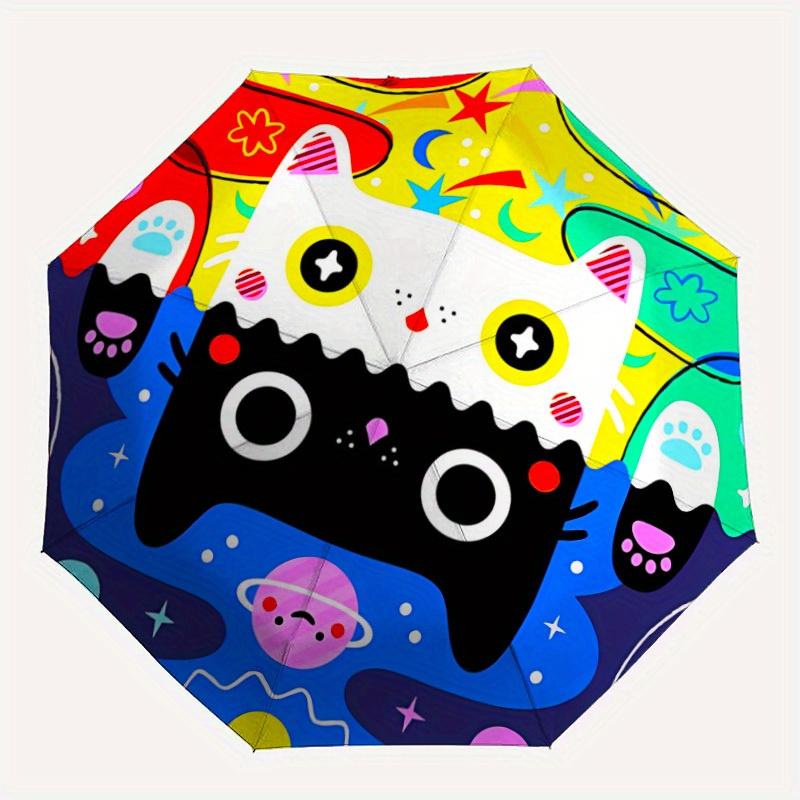 

1pc Colorful Cat IllustrationAutomatic Open/close, All-Season Portable Folding Umbrella for Friends, Travel, Everyday, Events yy250806061