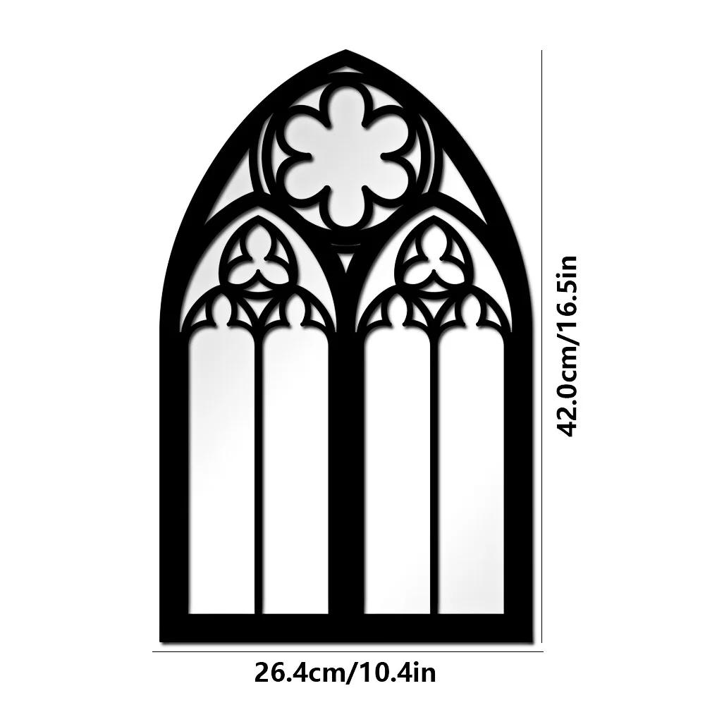 1/3Pcs Gothic Mirrors Wall Decor Spooky Gothic Arched Wall Mirrors Vintage Cathedral Arch Frame Mirror Decorative Goth Mirror