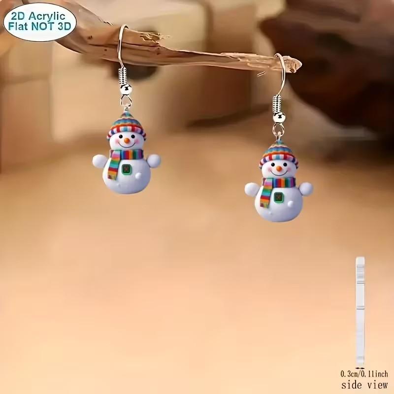 Acrylic Cartoon Snowman Earrings With Silver Studs For Casual Daywear