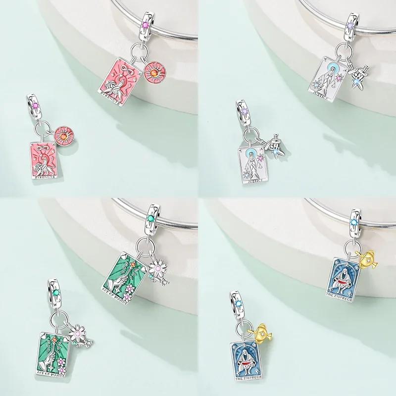 Copper Tarot Series Charms Exquisite Star Moon Sun Love Libra Beads Fit Original Bracelet For Women Diy Exquisite Gifts