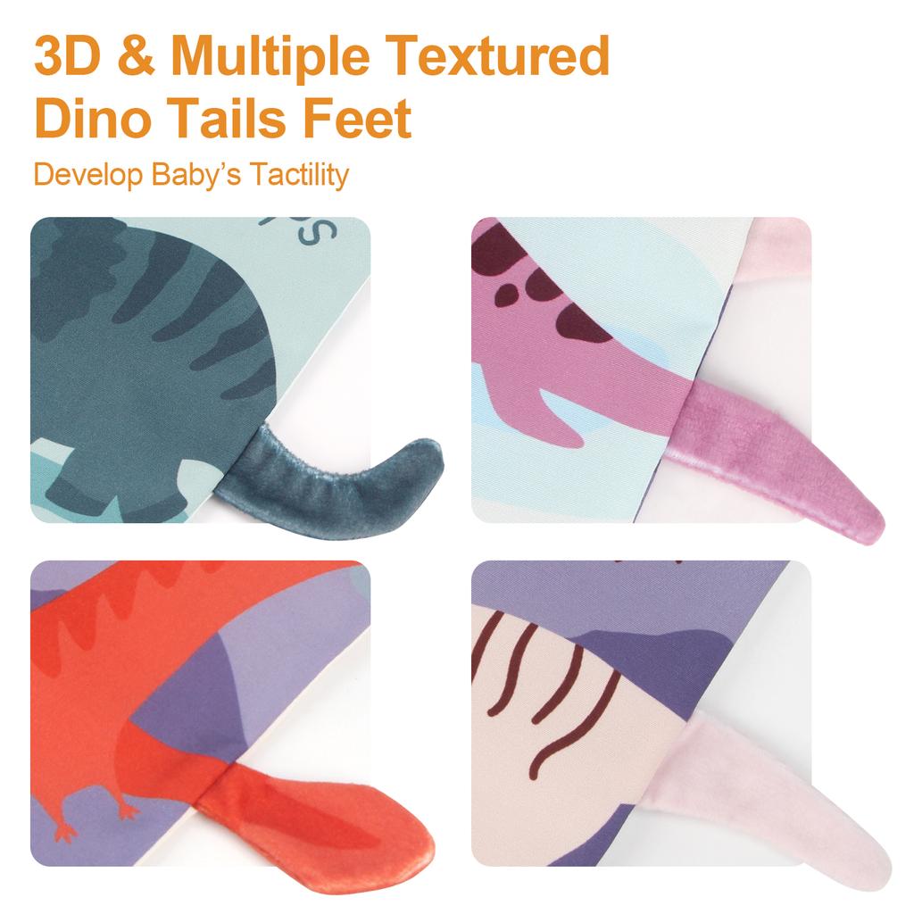 17x16CM Baby Soft Cloth Book Tail Cloth Book Parent-child Interactive Sensory Dinosaur Book 0-36 Months Newborn Montessori Toy
