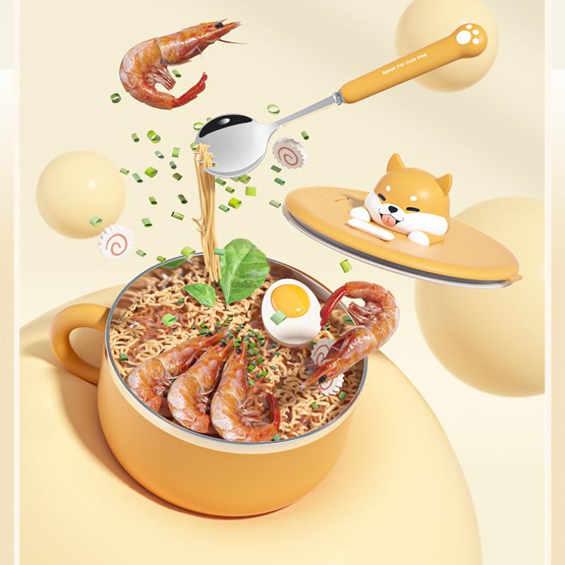 1200ml Stainless Steel Instant Noodle Bowl with Lid Filter Fruit Salad Soup Ramen Bowls Tableware Kitchen Accessorie Lunchbox