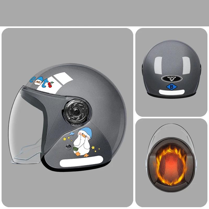 

Motorcycle Helmet Unisex All-Season E-Bike Helmet half Coverage with 3C Certification & HD Visor for Summer Riding темно-серого