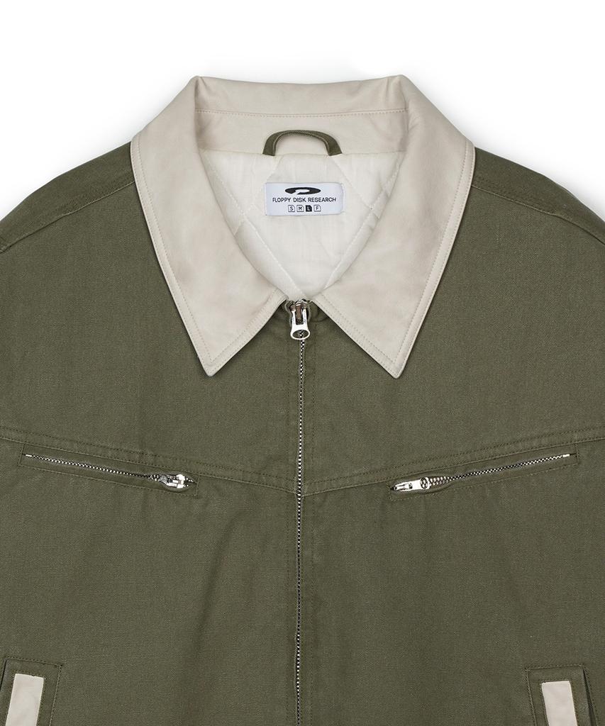 Fdr Vintage Wash Trucker Quilting Jacket Khaki