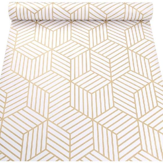 White and Gold Geometry Stripped Hexagon Peel and Stick Contact Paper self Adhesive Wallpaper Removable Vinyl Film Decorative Shelf Drawer Liner