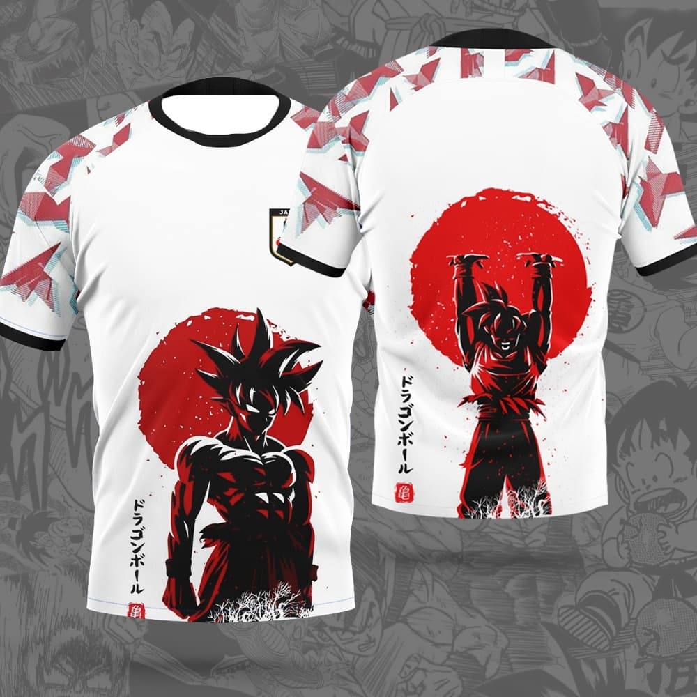 Dragon Ball Z Goku Japanese Style 3D Quick Dry Soccer Jersey for Men Sports Anime Tee Casual Fashionable Streetwear