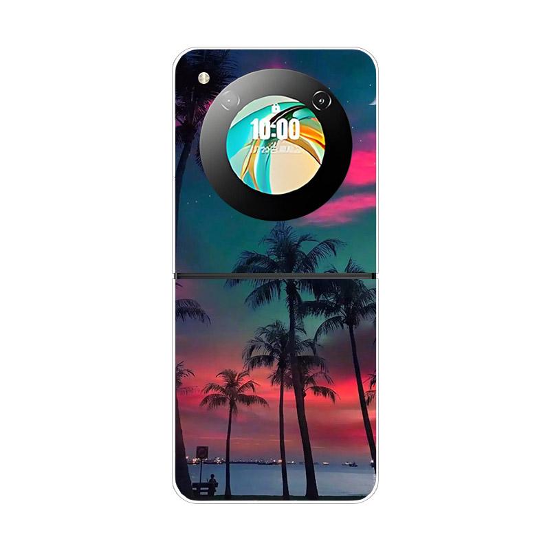 Etui na ZTE Nubia Flip NX724J Modne Malowane Przezroczyste Twarde PC Składane Na ZTE Libero Flip 5G A304ZT Przezroczyste Etui na Telefon Funda