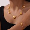 Koreanischer Stil Gold Liebe Perlen Luxus Schlüsselbein Halskette für Damen, 18 Karat Vergoldeter Titanstahl Schmuck