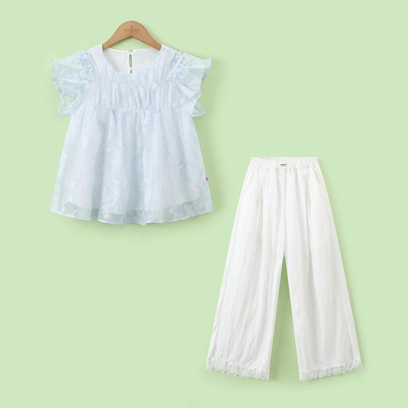 Kids' Soft Blue Floral Top & Pants Set