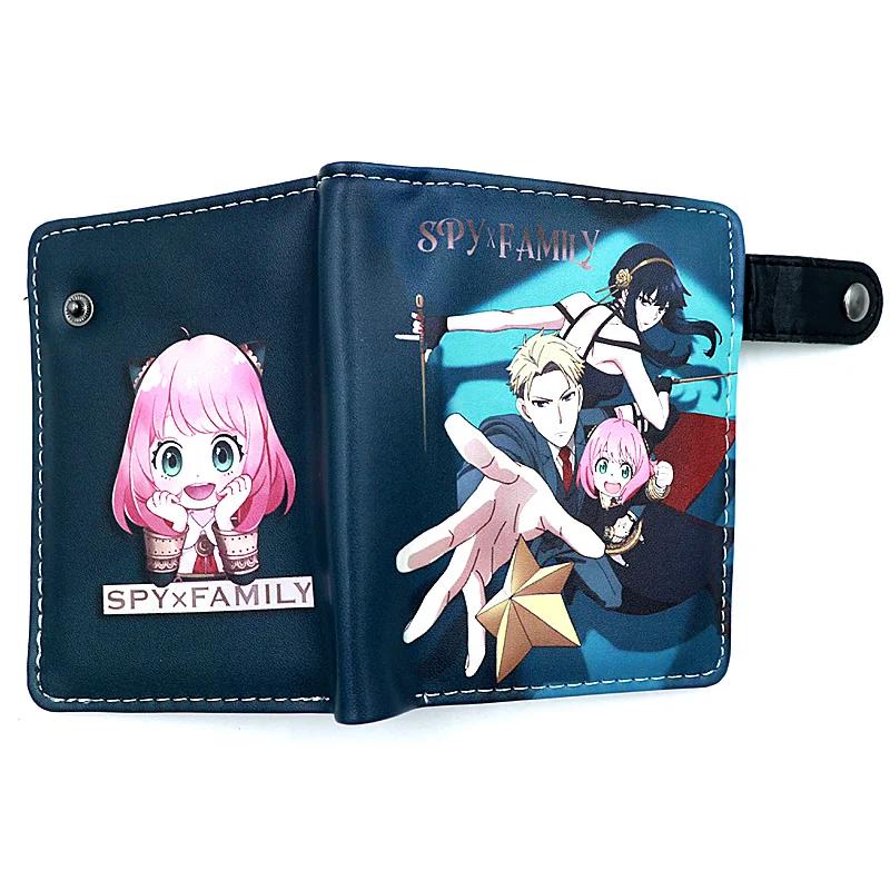 Anime Loid Anya Forger Yor PU Short Folding Wallet Coin Purse with Interior Zipper Pocket