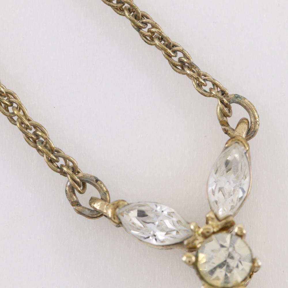 NINA RICCI Earing set Necklace Plated Gold/Rhinestone 4.1g Women Used