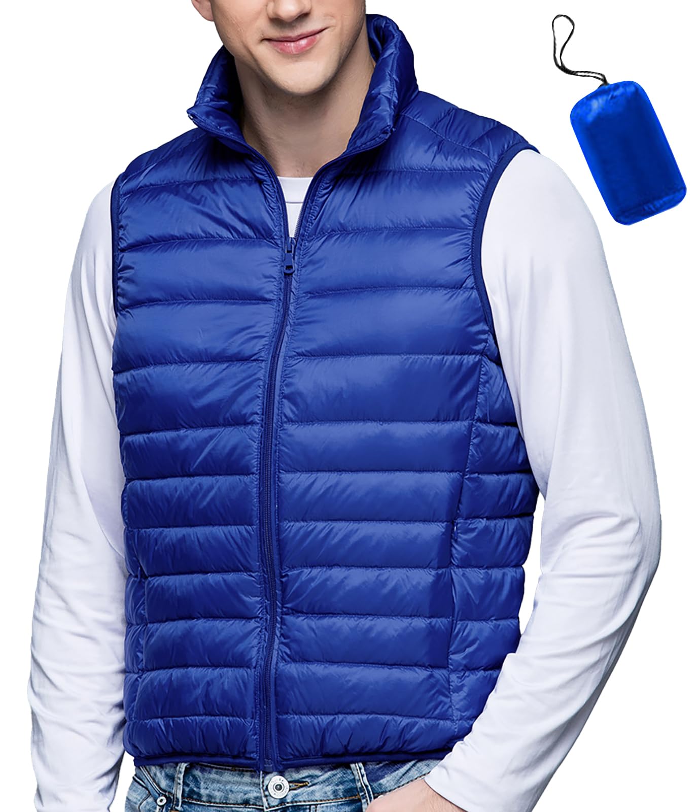 

Пуховик Pablito больших размеров Идеален для осени и Ультралегкий Внутренний и Холодный Идеален для улицы и Включает в себя Хранение Тонкий нейлон Мужской Ультралегкий синий