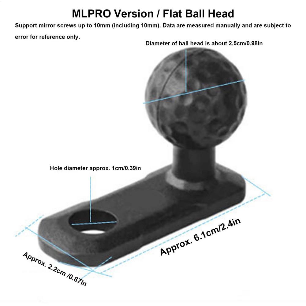 Motorcycle Phone Holder Angled Head Adapter Ball Base Angled Shock Absorbing Sturdy Alloy Ball Base Cycling Accessories for Bike