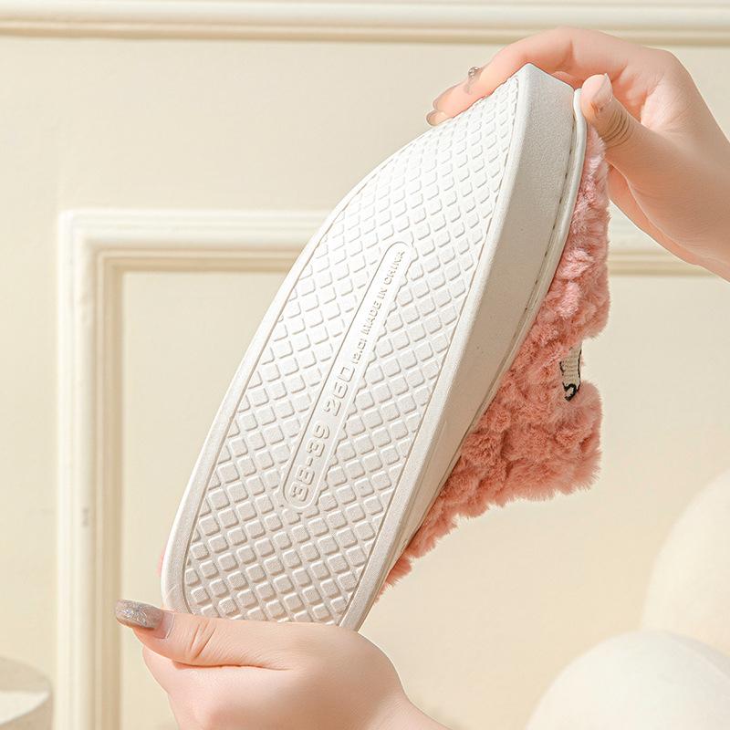 Autumn and Winter Cotton Slippers Plush Cartoon Couple Home Indoor Plush Thermal Shoes