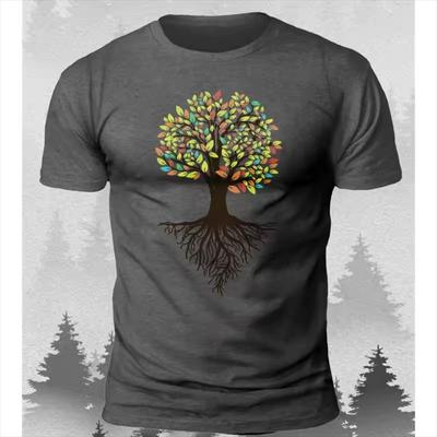 Vintage Herren T-Shirt Waldbaum 3D Druck T-Shirts Locker Übergröße Ropa Hombre Mode Sport Oberteile T-Shirts Street Freizeitkleidung