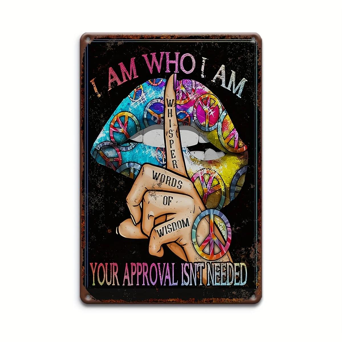 

Винтажная Я такой, какой я есть Шепчи слова мудрости Винтажная металлическая алюминиевая табличка - Многоцелевой настенный декор, Наружное настенное художественное украшение белый