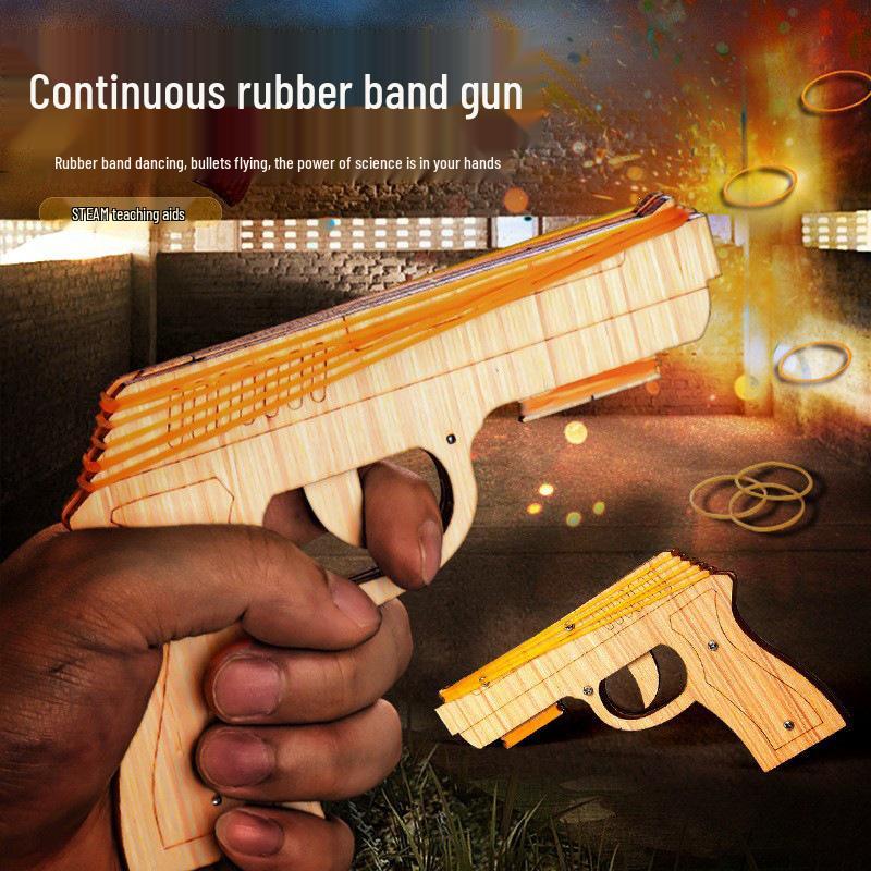 DIY Wooden Rubber Band Gun Kit for Kids: Physics and Engineering Science Experiment Toy