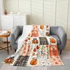 GUOYU Blanket Fall Pumpkin Harvest Fleece Flannel BlanketRustic Maple Autumn Leaves Bed Plush Blanket for Rustic Home DecorHarvest Patchwork