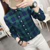 Women's Long Sleeve Retro Plaid Shirt - Korean Hong Kong Style, Loose Fit, Large Size, Spring/Autumn Casual Jacket.