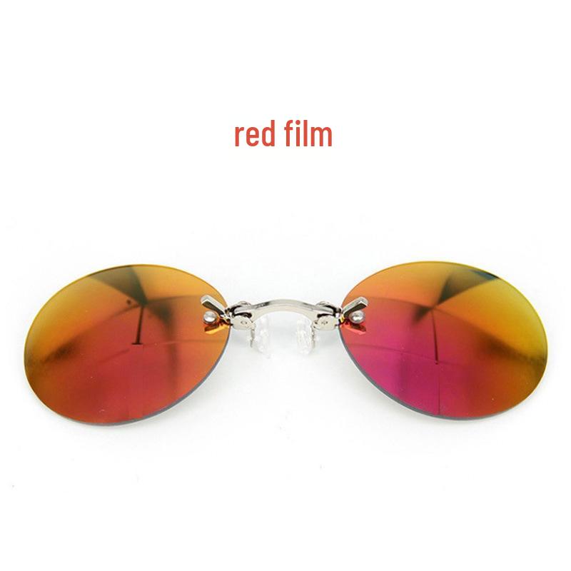 Rimless Retro Round Ultralight Clip-on Sunglasses - Matrix Morpheus Style