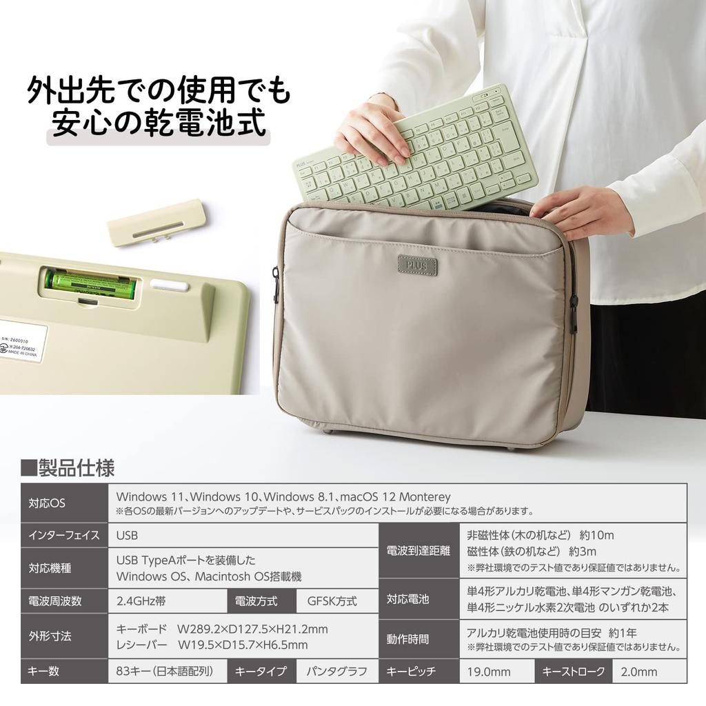 PLUS Tastatur Jibuniro Dünne Mini Drahtlose Tastatur, Grün, TW-KB002, 428-853