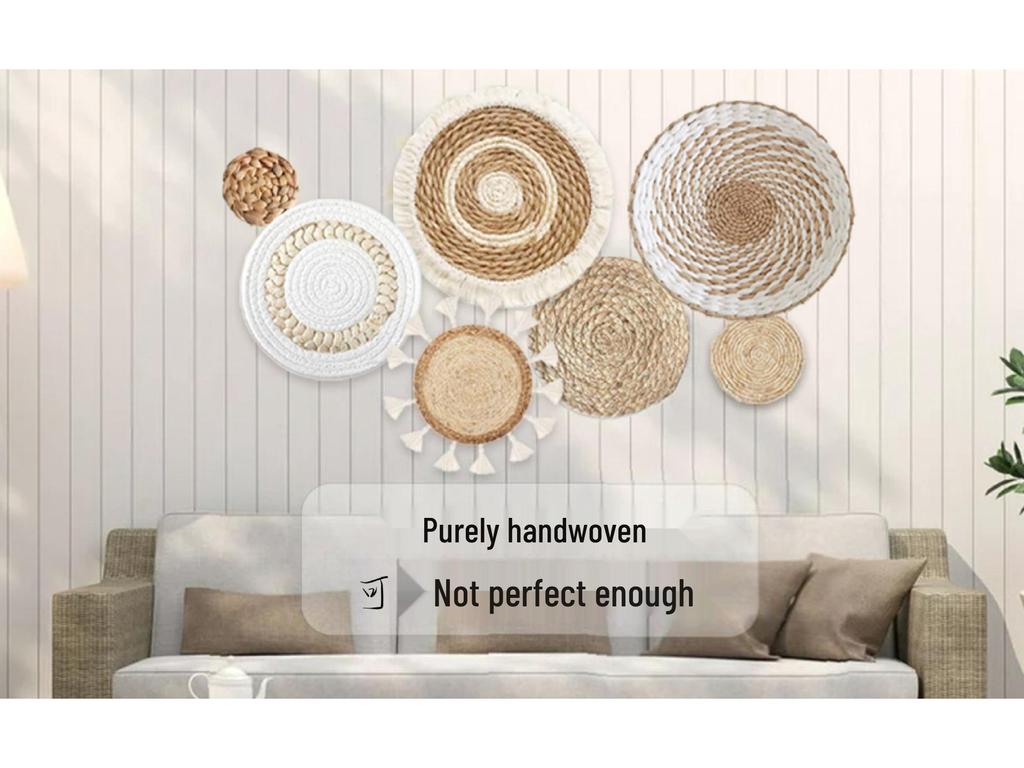 Handmade Rattan Wall Decor - Straw Woven Hanging Ornament for Living Room, Bedroom, or Restaurant Background