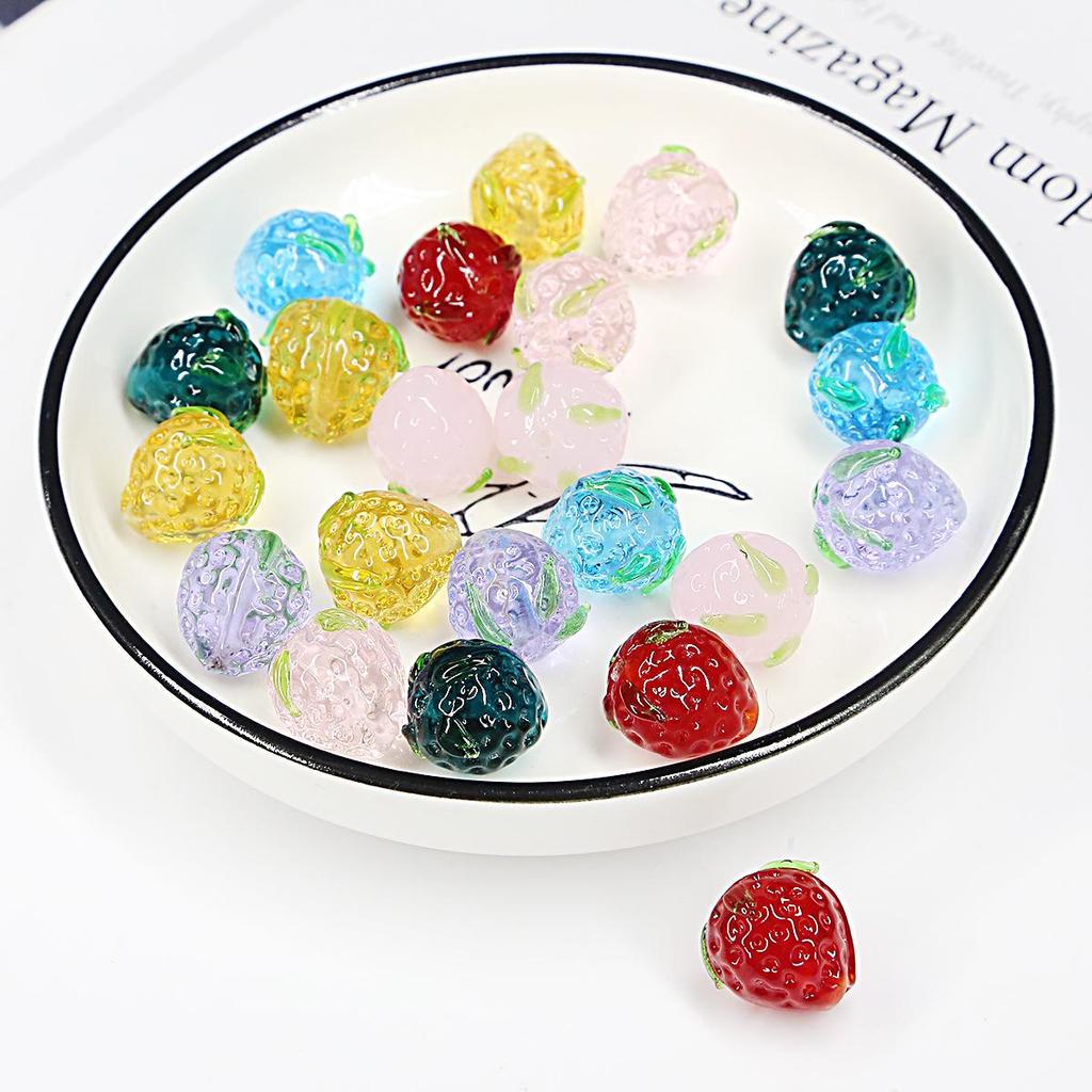 Strawberry Glazed Beads for DIY Jewelry: Bracelet, Pendant, Earrings, Necklace, Hairpins Accessories.