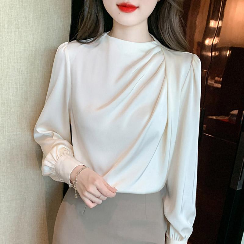 2025 Frühlingsmode Frauen Blusen Shirts Langarm Oansatz Büro Dame Chiffon Bluse Shirt Frauen Tops J756