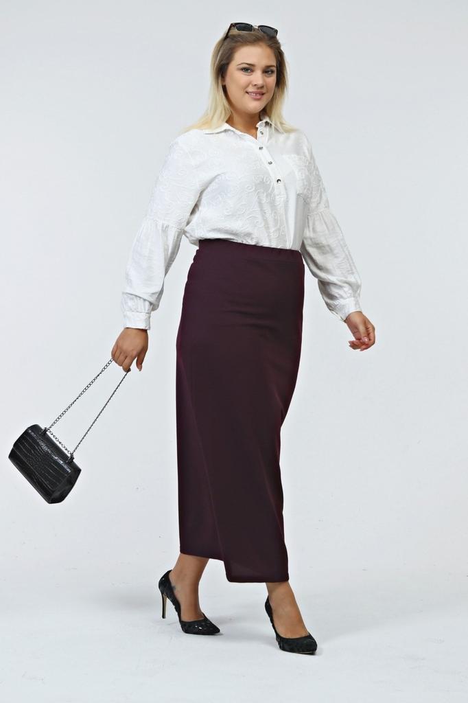 Stil Femei Fusta Marime Mari Talie Elastica Fusta Marime Plus Captusita Tesatura Tricotata Otel Negru