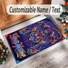 Leopard Theme Crystal Velvet Floor Rug Personalized Custom Name Text Warm Carpet Home Decoration