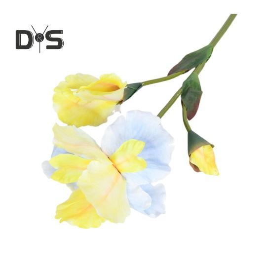 Artificial Iris Branch with Stem Green Leaves Home Wedding Party Faux Flower Floral Arrangement Indoor Outdoor Decoration Photo Props