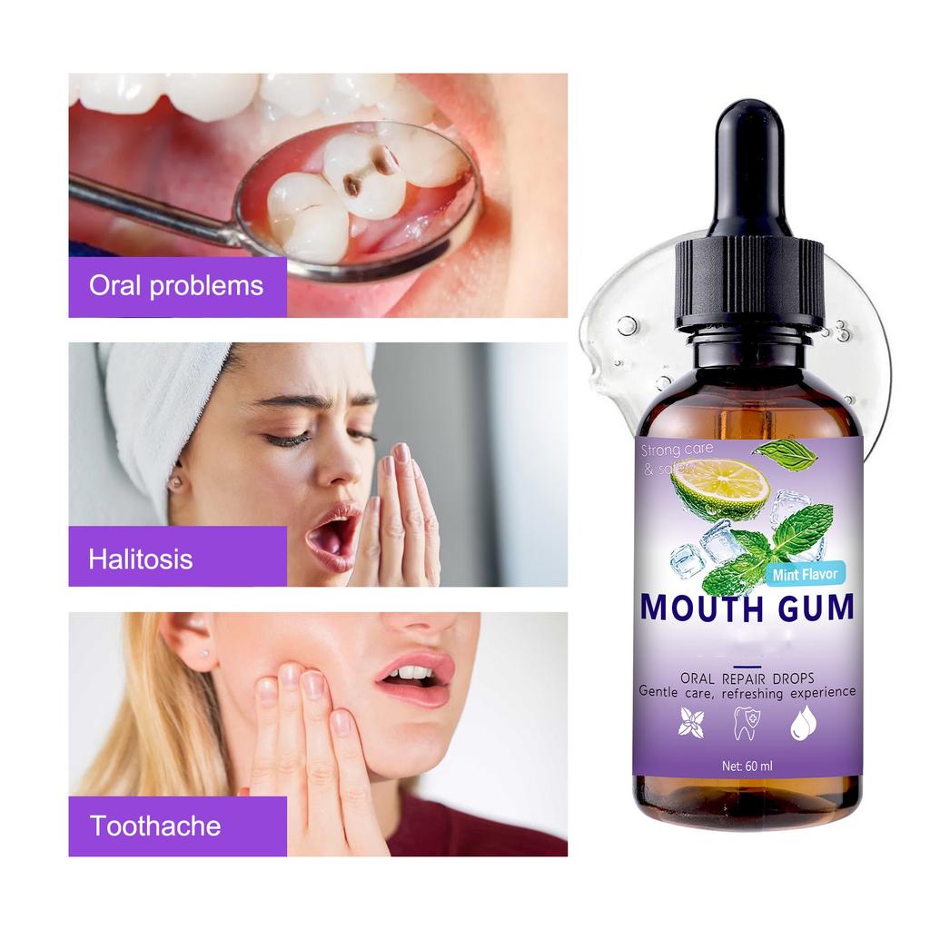 Gums Regrowth Drops, Gums For Receding Gums, Gums Plus Liquid Drops Mouthwash, For Oral Care 60ml