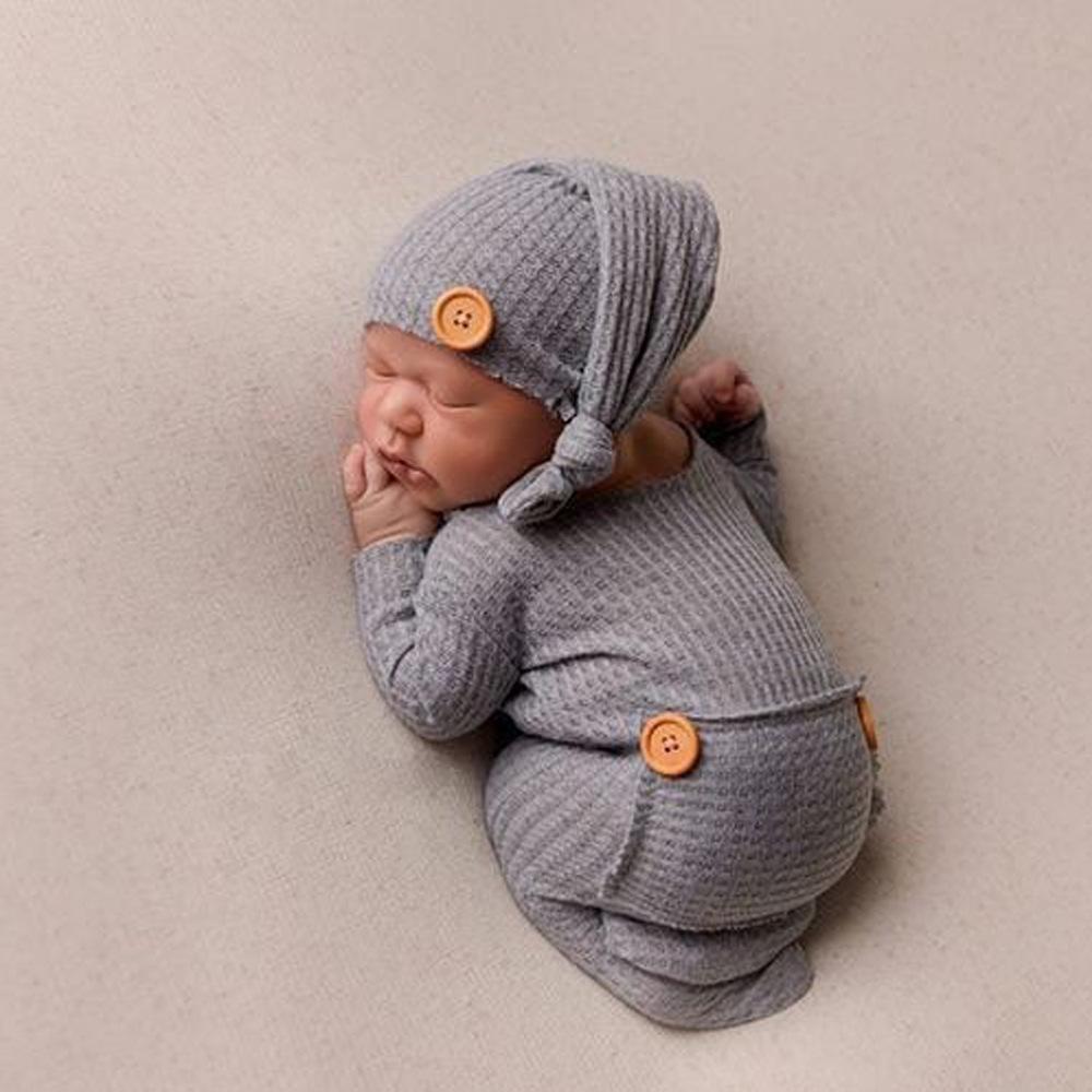 Newborn Photography Clothing Baby Soft Houndstooth Knitted Long Tail Hat Jumpsuit Set, Interesting and Beautiful