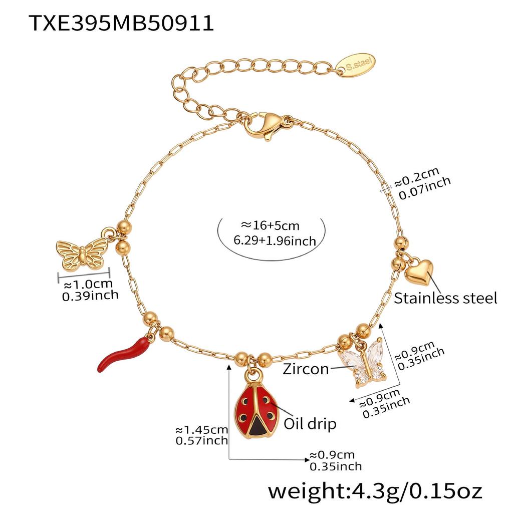Oumeka Emaille Insekten Accessoire Set - Europäische & Amerikanische Mode Halskette Armband Combo