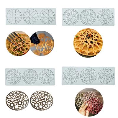 Leaf Heart-Shaped Circular Bubble Design Lace Mat Chocolate Chip Dessert Decorating Tools Sugar Craft Silicone Pad Cake Molds