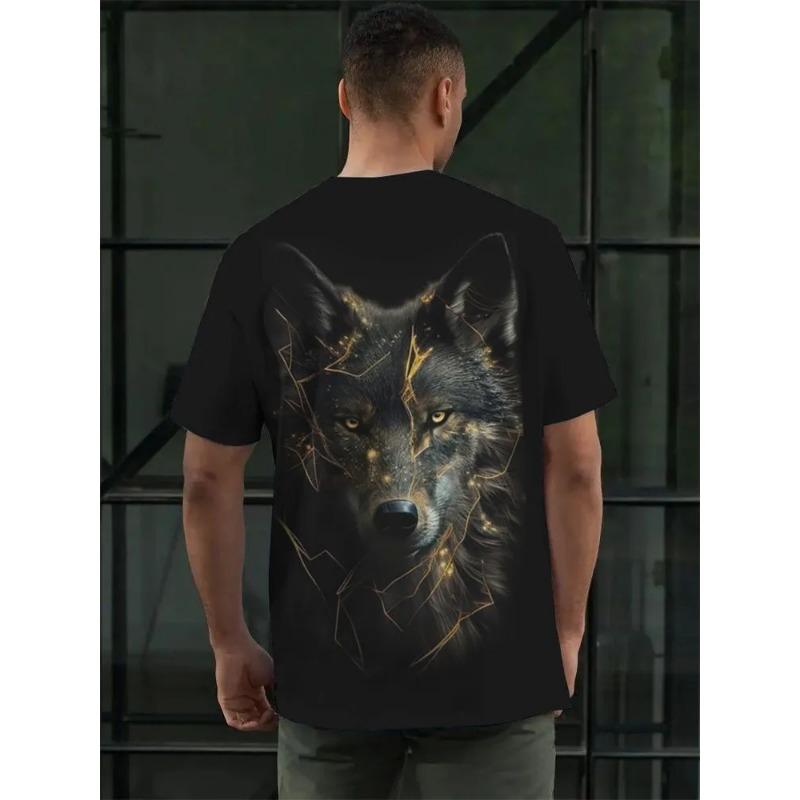 Wolf T Shirt for Mens Animal Print Short Sleeve Top 3D Casual Street Man's T-shirt Oversized Tee Shirt Men Vintage Clothing Shirt