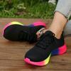 Fashion Women's Sneakers Mesh Breathable Running Shoes for Women Round Toe Rainbow Sole Sport Shoes Non-Slip Women Tennis Shoes