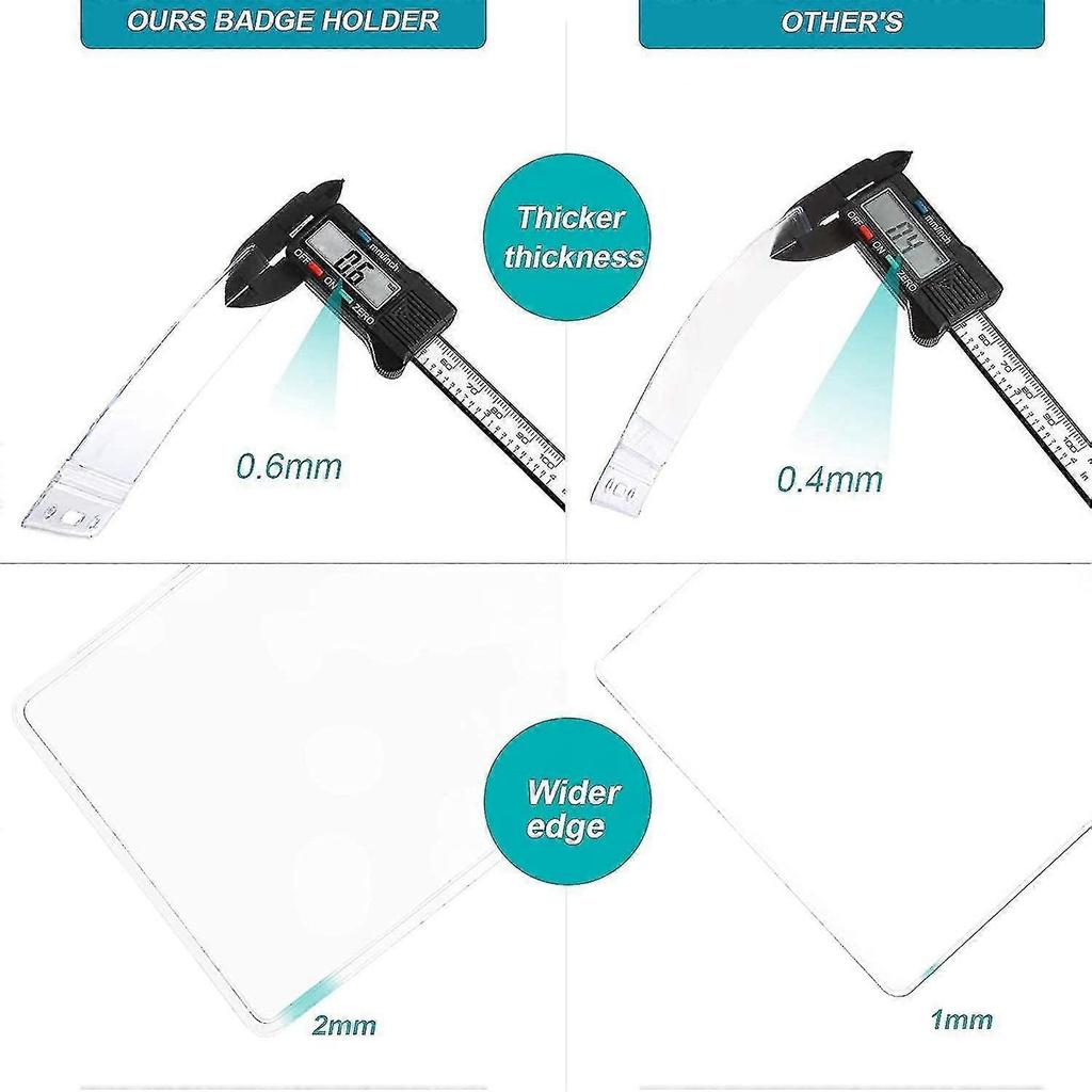 2-pack Heavy Duty Retractable Badge Holder Carabiner Reel Clip And Vertical Clear Id Card Holder