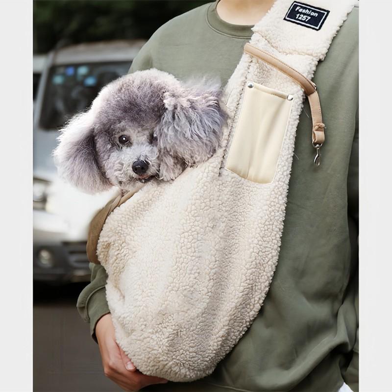 Portable Pet Carrier Bag Cats Small Dogs Up To 6kg Fleece Lined Warm Chest Harness Crossbody Winter Use