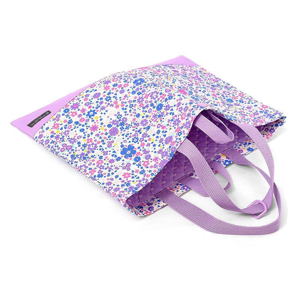 FARBENFROHER BONBON-STIL Unterrichtstasche Bilderbuchtasche Handtasche Unterrichtstasche Luftiger Schauer von Pastellblumen N0241400 (Gesteppt) (blau)